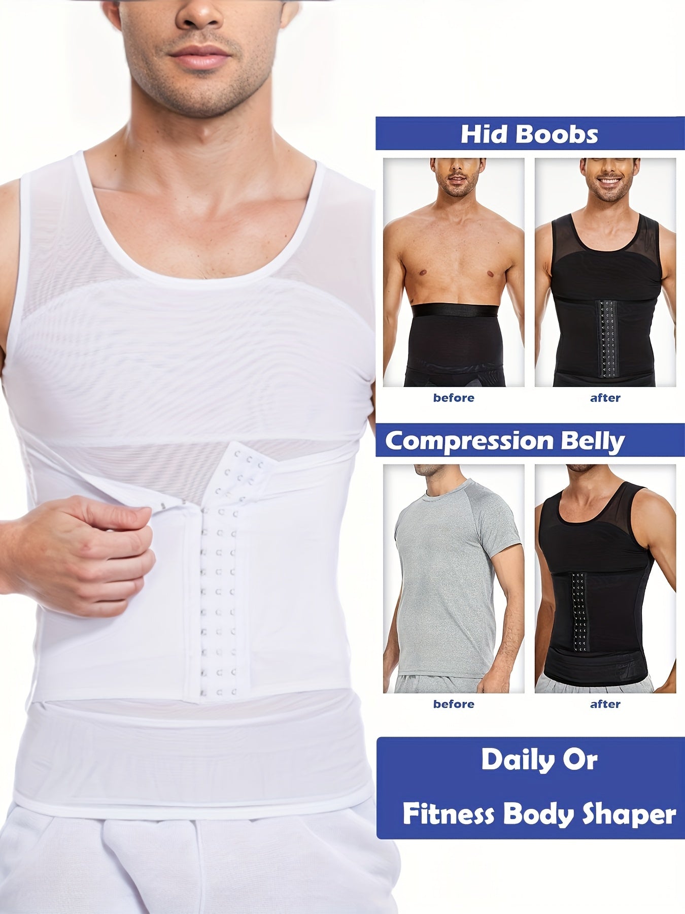 Men's Slimming Compression Vest Tummy Shaper Breathable Abdominal Binder