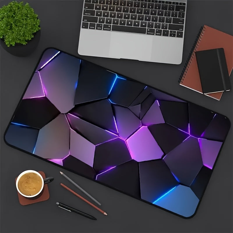 Blue and Purple Abstract Gaming Mouse Pad Non-Slip Polyester Desk Mat for Gamers and Office