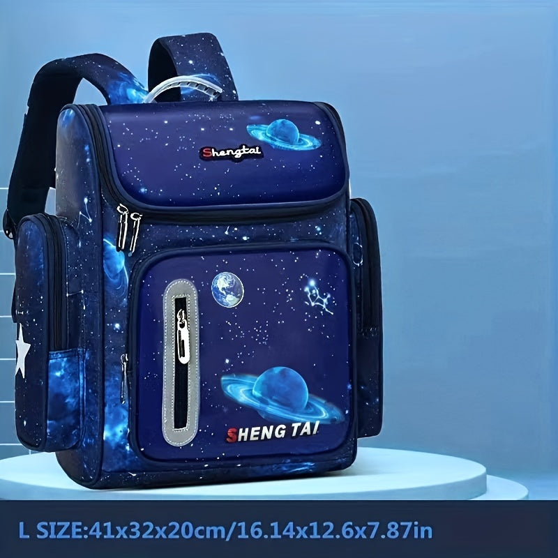 Waterproof School Backpack for Teens Cartoon Astronaut Large Capacity Lightweight Polyester