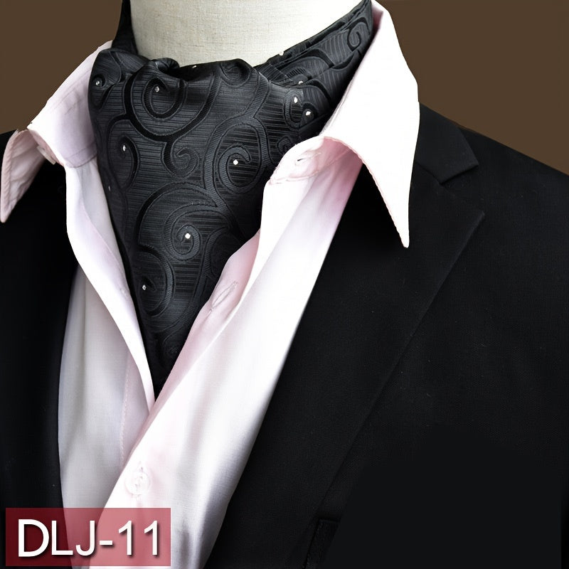 Men's Autumn Winter Double-Layer Paisley Pattern Collared Shirt Scarf for Casual Formal