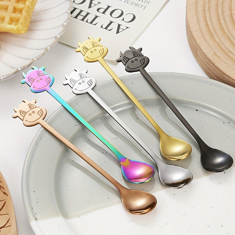Set of 6 Stainless Steel Long-Handled Spoons for Coffee, Iced Tea, Ice Cream