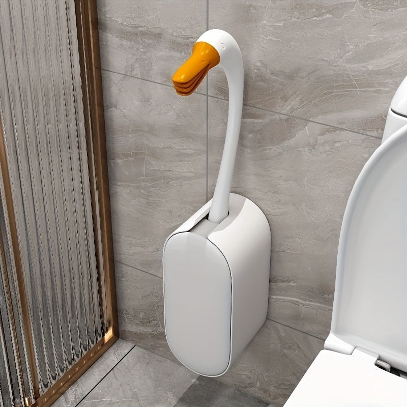 Toilet Brush with Soft Silicone Head, Wall Mount, Extended Handle, Easy Installation