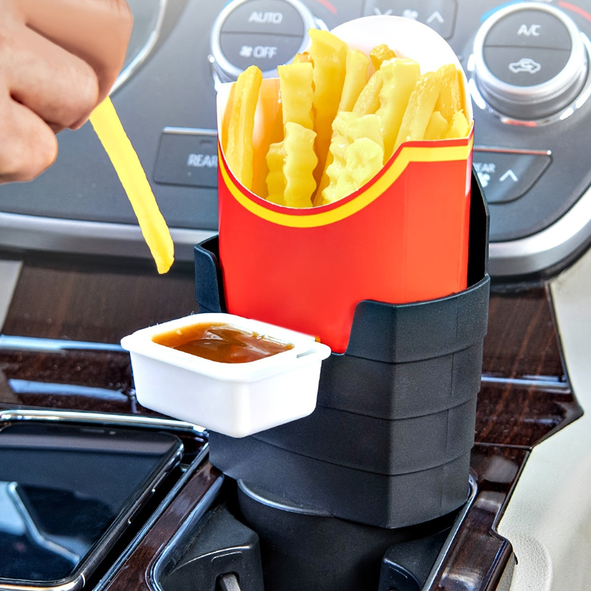 French Fry Holder with Sauce Container 18cm x 10cm PVC Food Storage