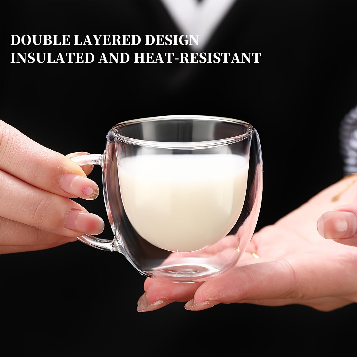 Juego de 6 tazas de café de vidrio de doble pared resistentes al calor para espresso y bebidas calientes