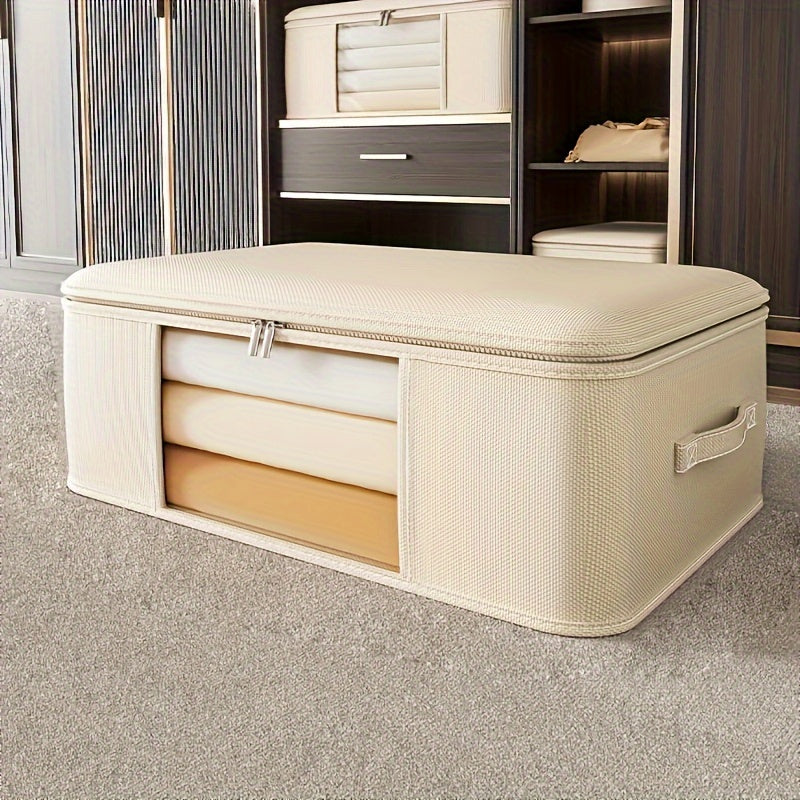 Uchta katta Oxford mato saqlash qutisi, kuchli tutqichlar va fermu bilan, 32L, 62L va 92L sig'imlarida mavjud. Ushbu suv o'tkazmaydigan to'rtburchakli tashkilotchilar yostiqlar, kiyimlar va mavsumiy to'shaklarni saqlash uchun mukammaldir. Bu zamonaviy