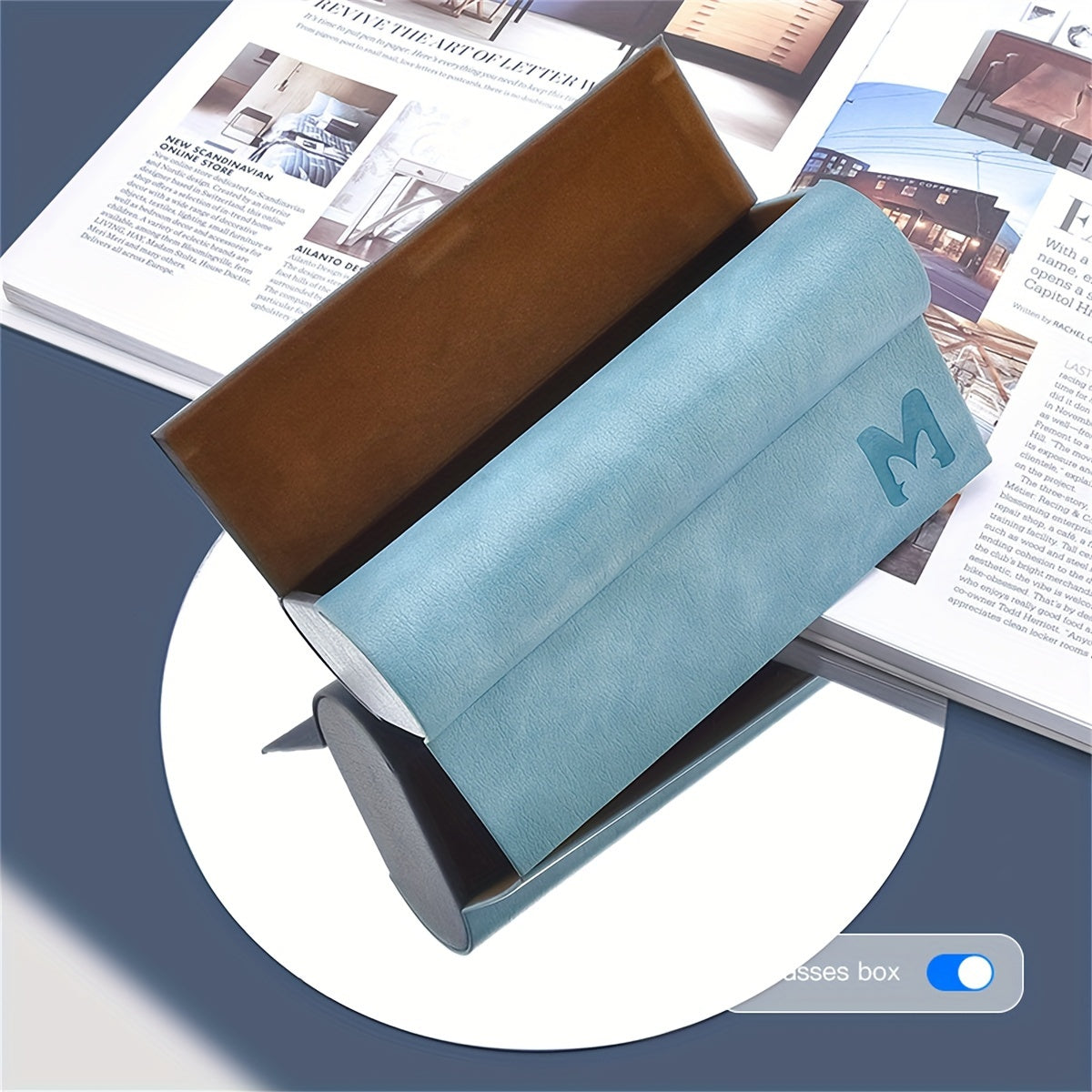 Double Layer Glasses Case with Multi-Grid Design Large Capacity PU Storage Box for Glasses