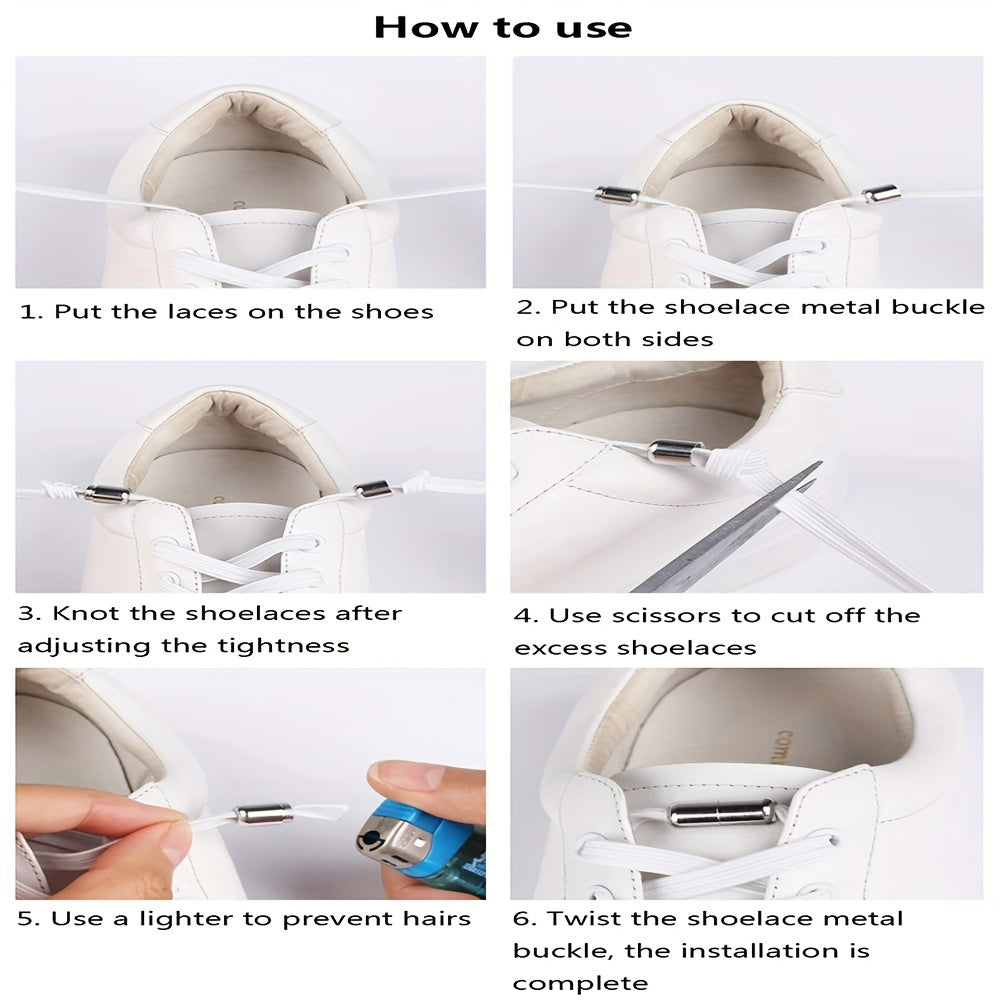 Unisex Elastic Shoe Lace Buckles Reusable Gold Lock No-Tie Accessories