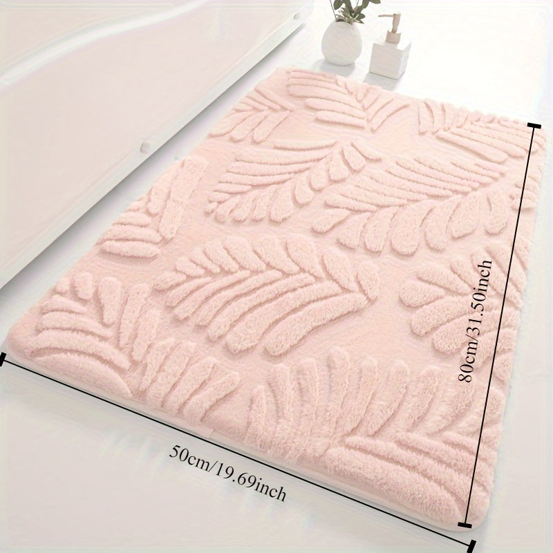 Soft Polyester Rabbit Fur Bath Mat Non-Slip Memory Foam Absorbent Rug