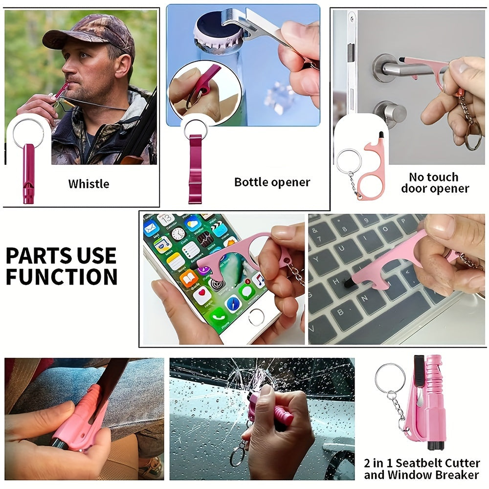 Women's 17-Piece Safety Keychain Set with Personal Alarm and Card Holder