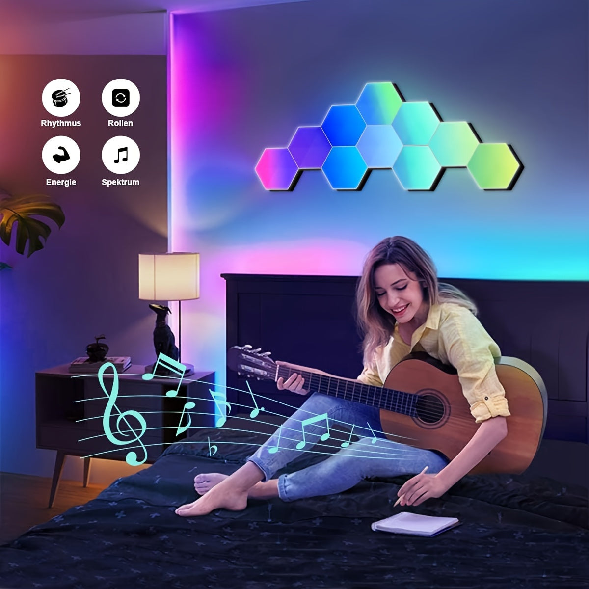 Smart Hexagon LED Lights with App and Remote Control for Gaming Room Bedroom Living Room Decor