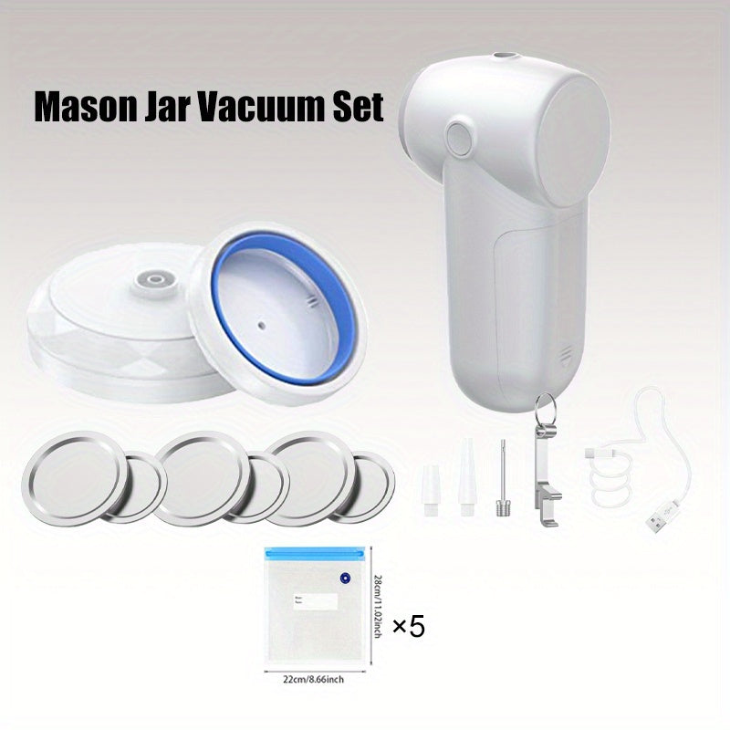 Portable Vacuum Sealer with 2-in-1 Blower and Pump, USB Rechargeable, Durable ABS