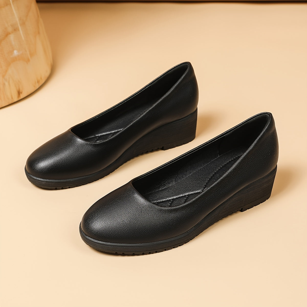 Женские туфли-лодочки на танкетке черные Mary Jane с нескользящей подошвой и комфортной посадкой