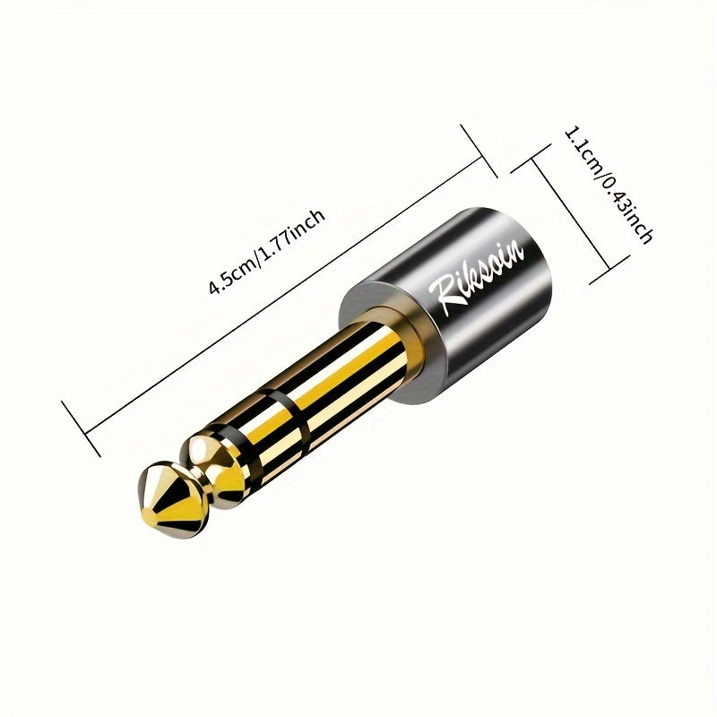 Gold-Plated Audio Adapter 3.5mm to 6.5mm Stereo Sound Connector for Headphones Guitars Microphones