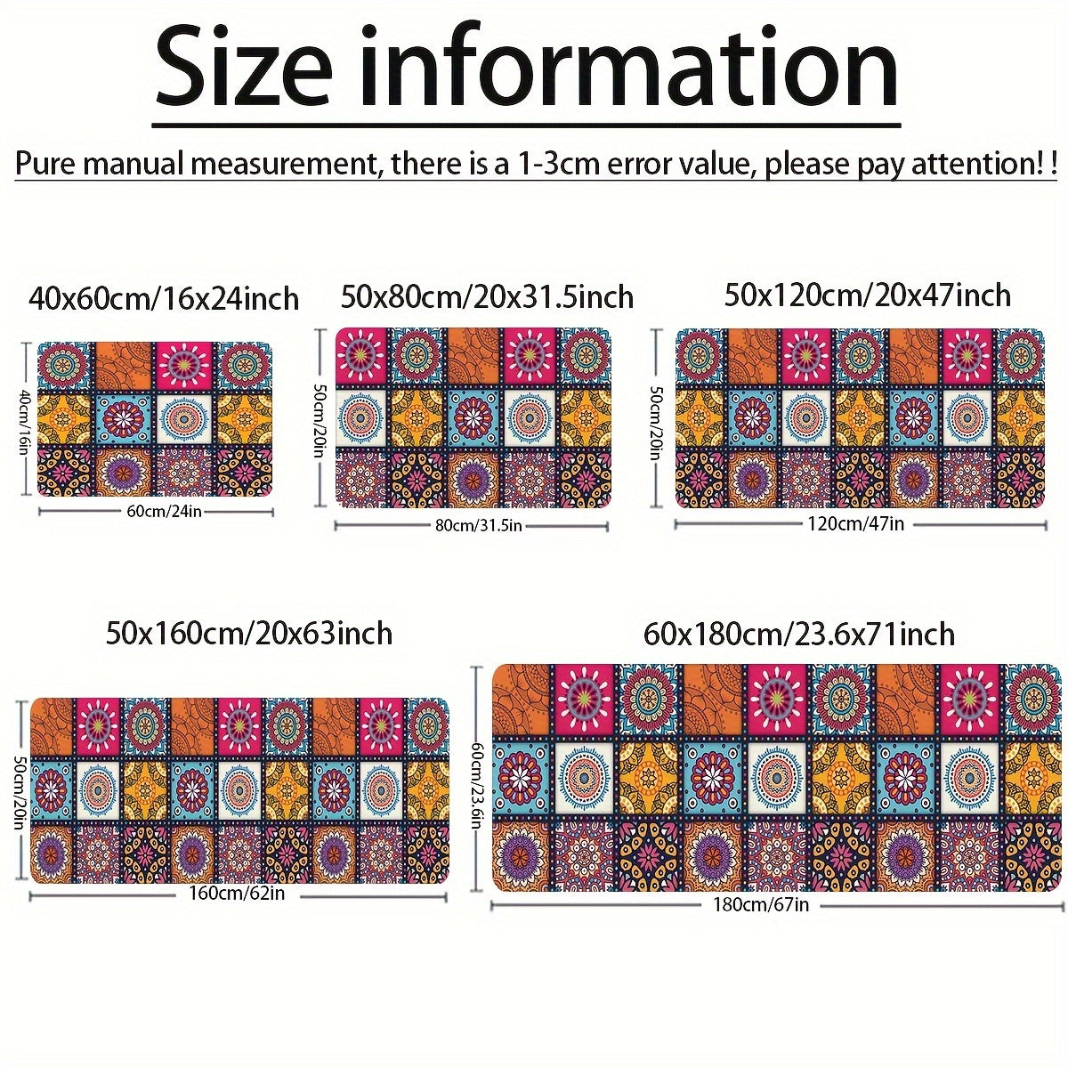 Moroccan-Inspired Non-Slip Area Rug, Soft Durable Washable for Living Room Bedroom Kitchen Bathroom Multiple Sizes