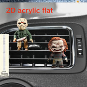 2D Flat Car Vent Clip Diffuser 2 Packs Handsome Horror Jason Ghost Pattern Freshens Car Interior