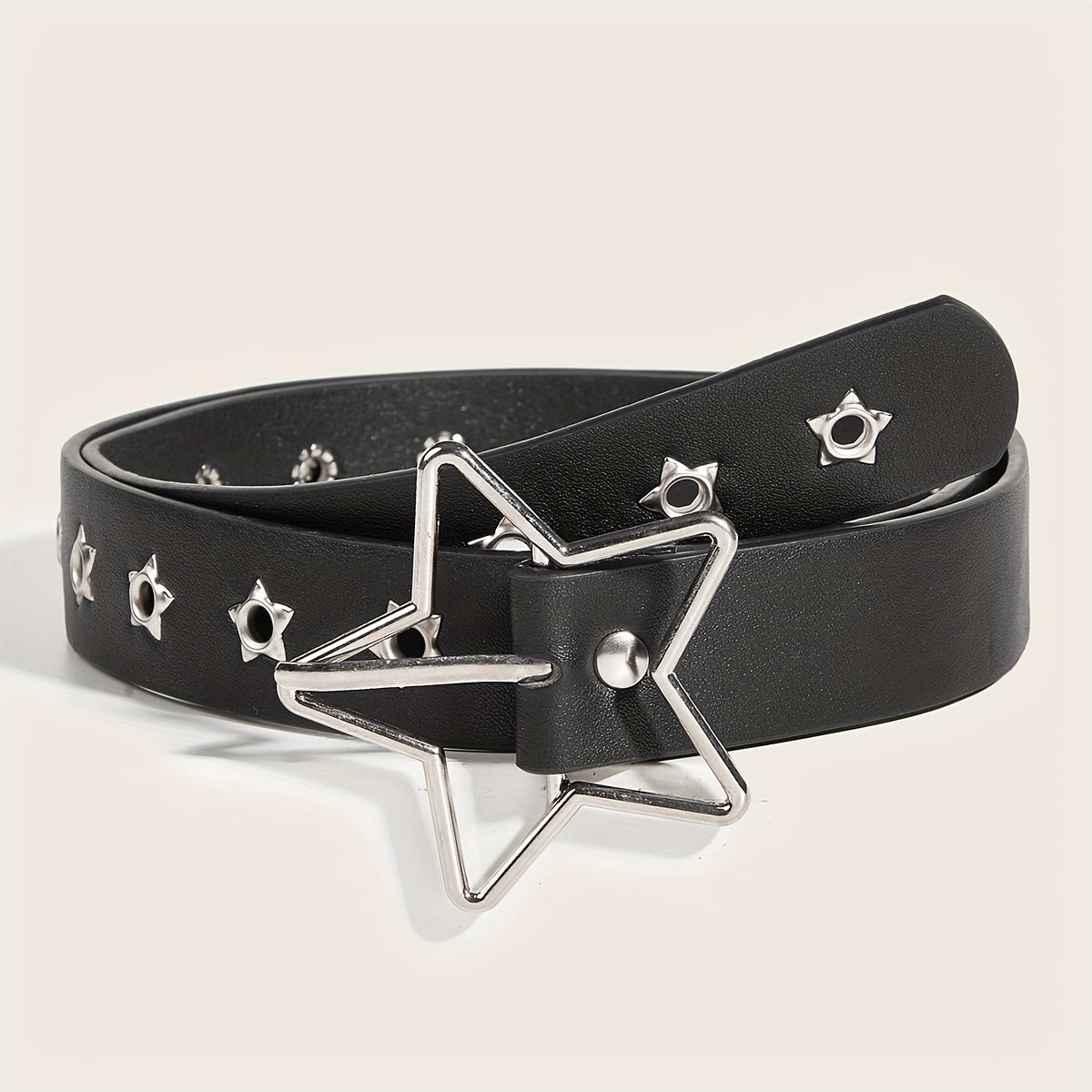 Women's Black PU Belt with Rivet Studs for Y2K Jeans