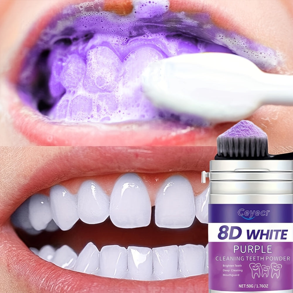 Purple Teeth Whitening Powder 1.76oz with Natural Pearl Essence for Brightening and Fresh Breath