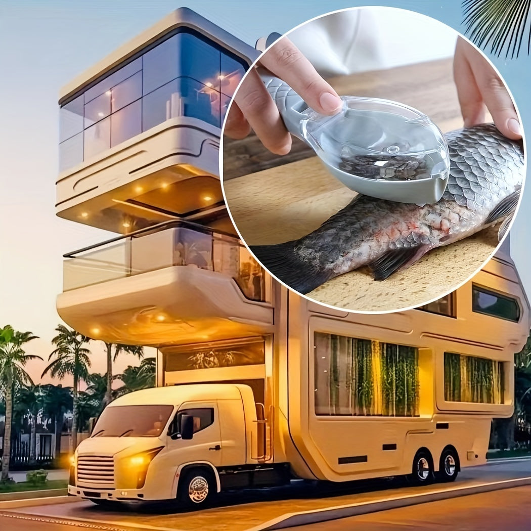 Fish Scales Brush With Lid Plastic Fish Scales Remover Scale Peeler Cleaner