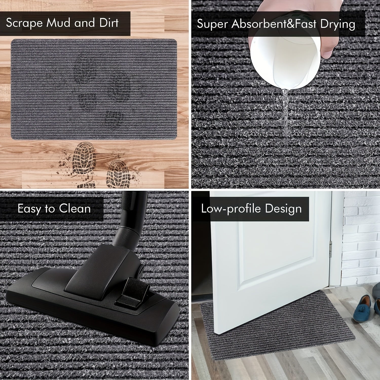 Ultra-Absorbent Door Mat Non-Slip Backing Machine Washable for Entryways and Kitchens