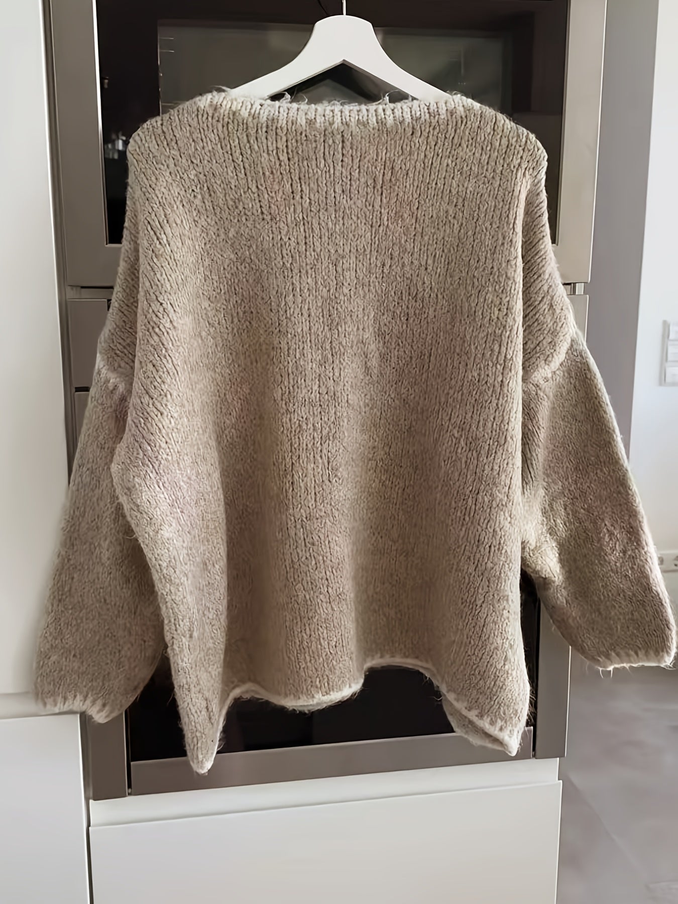 Plus Size Women's Beige Sweater Long Sleeve Fall Winter Casual Formal Knitwear