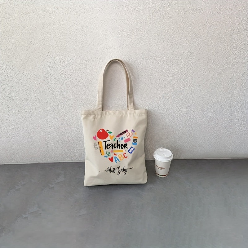 Personalized Canvas Shoulder Bag for Teachers Back to School Gift
