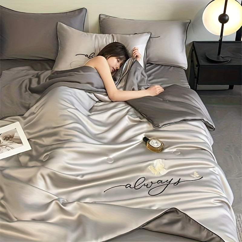 Viscose Embroidered Summer Blanket for Air-Conditioned Rooms Single Quilt