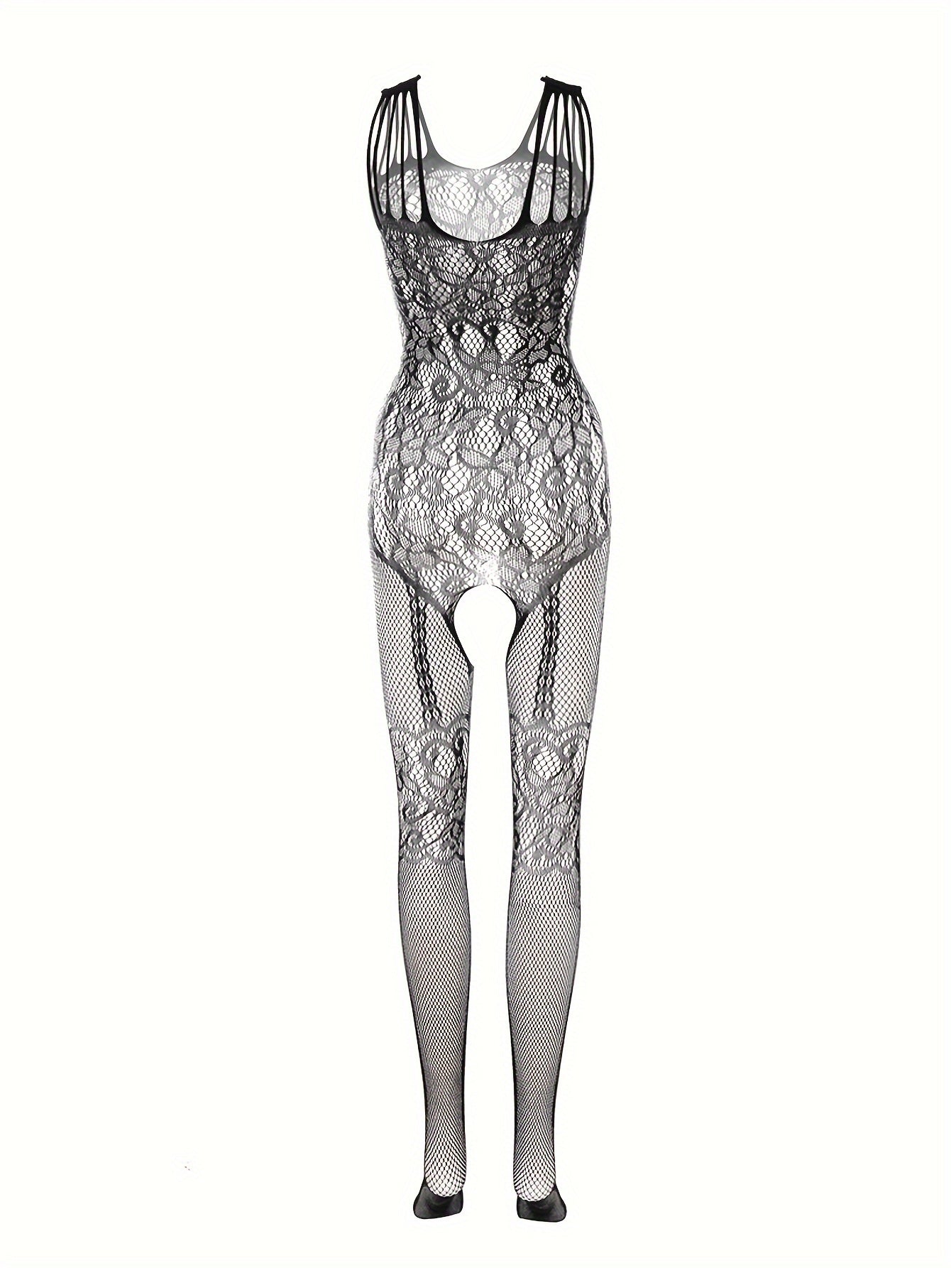 Kattalar uchun ichki kiyimlar to'plami, bodysuit, garter straplar va fishnet paypoq bilan