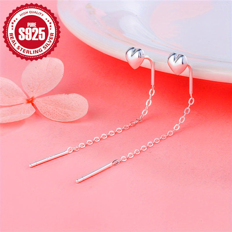 925 Silver Lady Love Tassel Long Ear Thread - Thanksgiving uchun ko'p maqsadli, gippoallergenik kundalik sovg'a, faqat 0.8g yengil