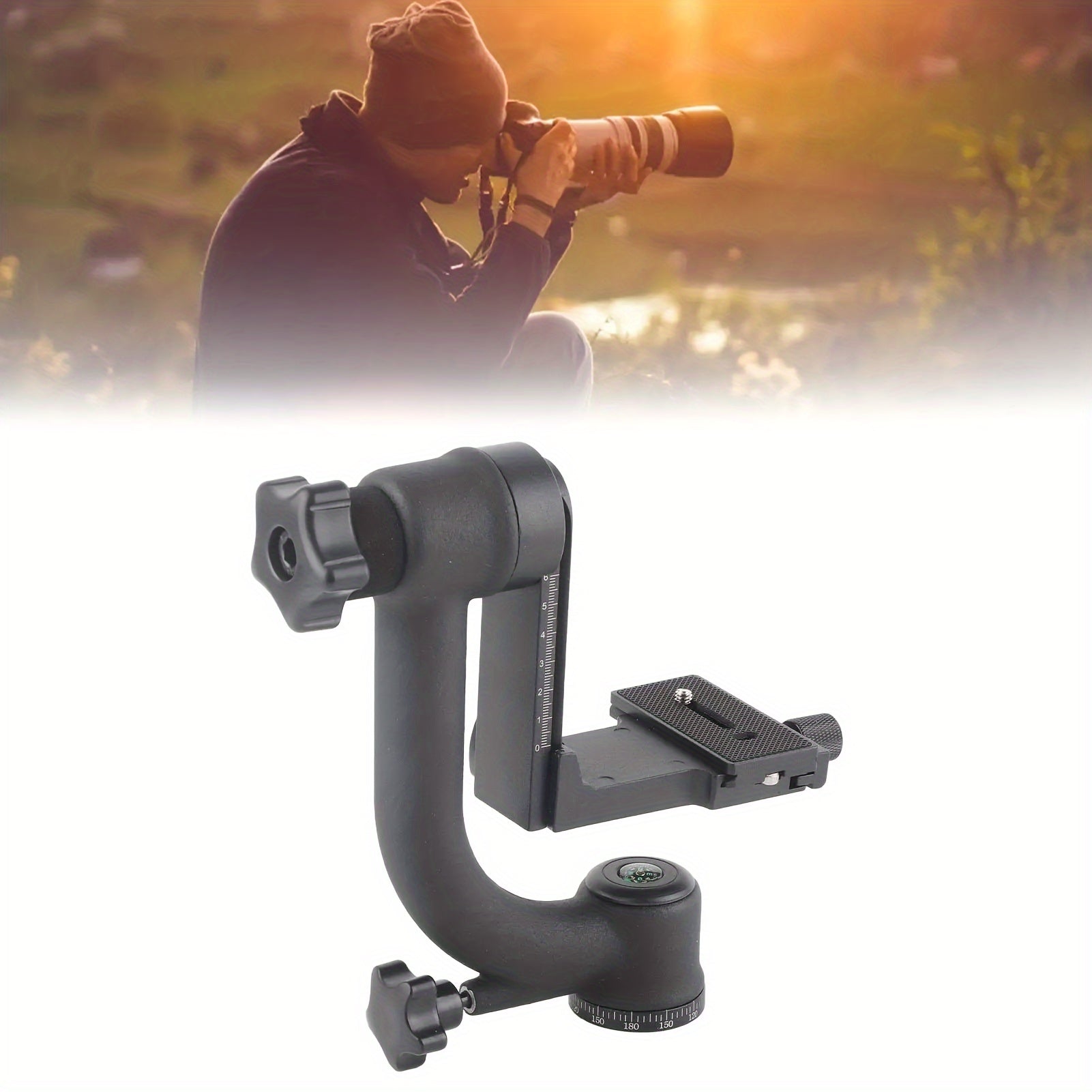 Aluminum Alloy Gimbal Tripod Head for Telephoto Lens Bird Watching Photography
