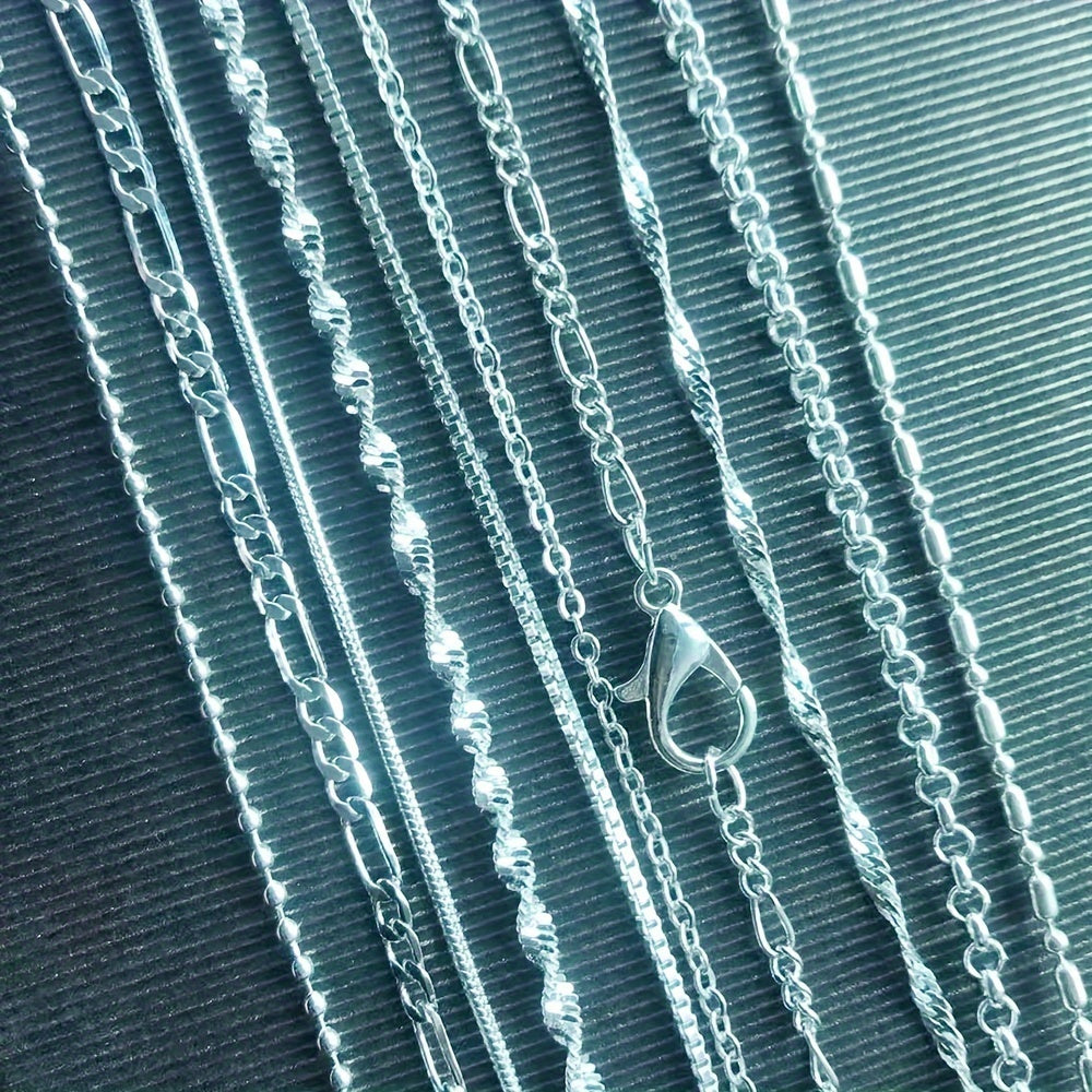 Silver Plated Link Chain Necklace Set for Jewelry Making 16-30 Inch 5 Pieces