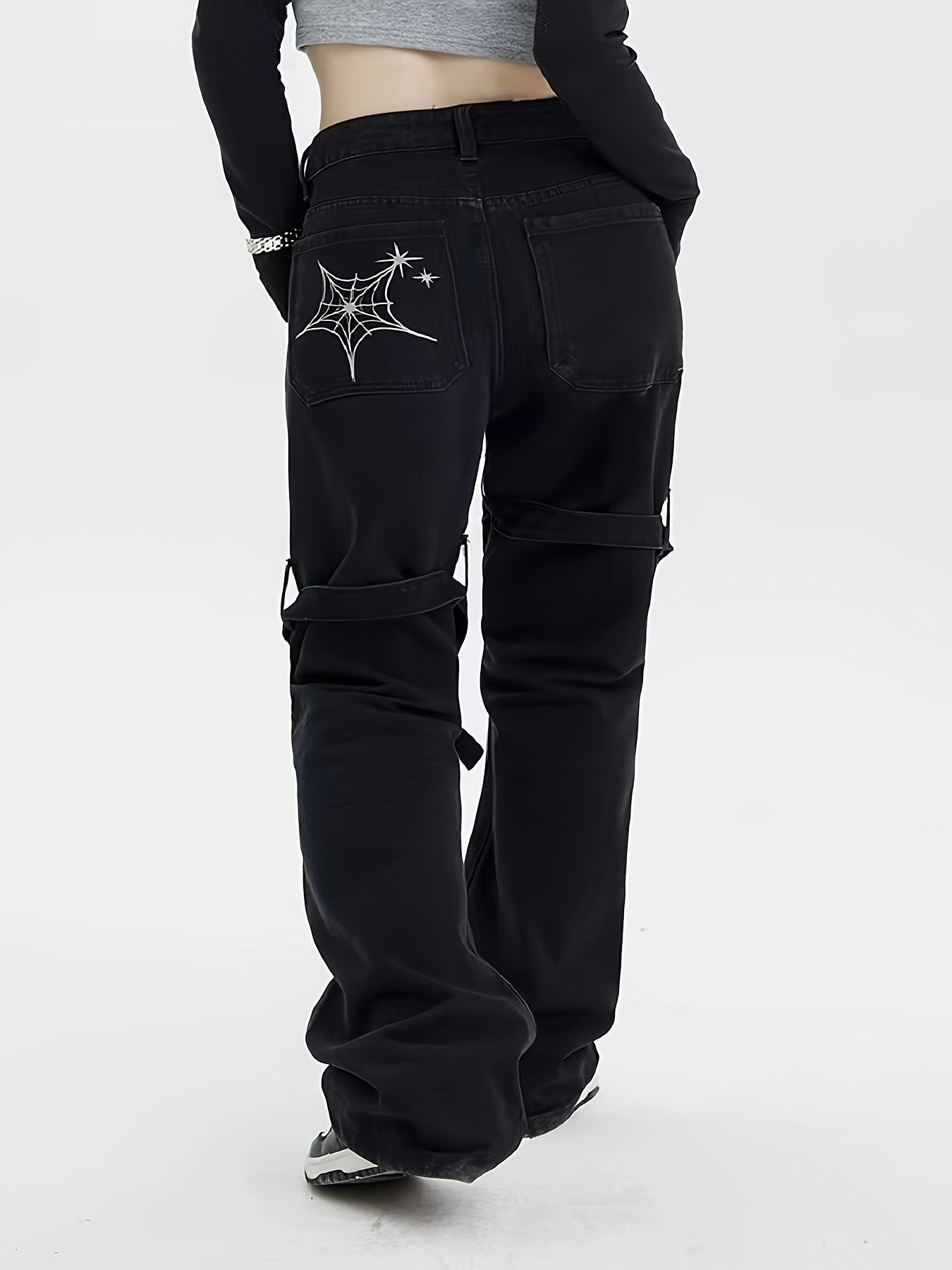 Women's Plus Size Stretchy Printed Denim Pants Street Style No Belt