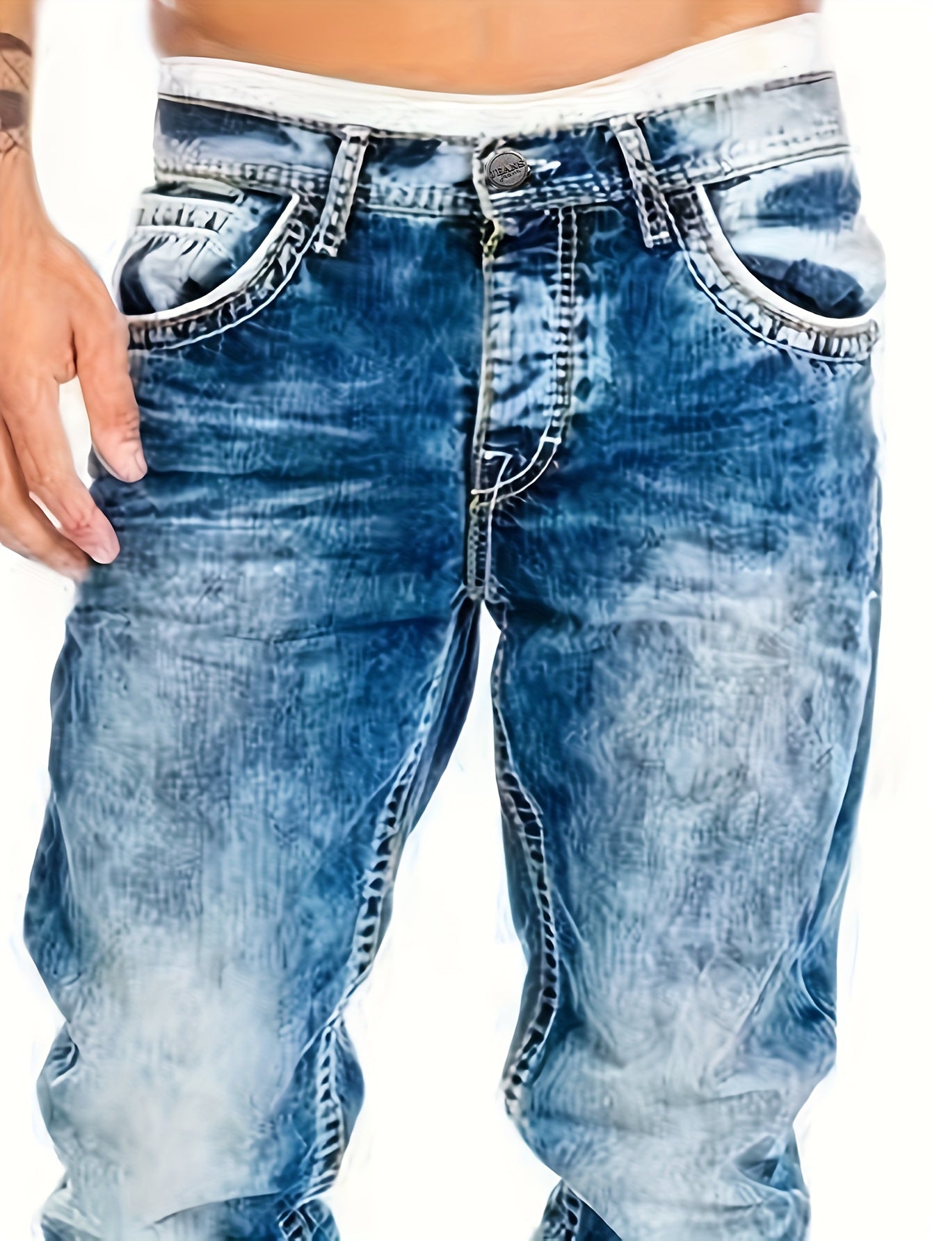 Men's Skinny Stretch Denim Jeans Solid Color Casual Woven Straight Leg All-Season