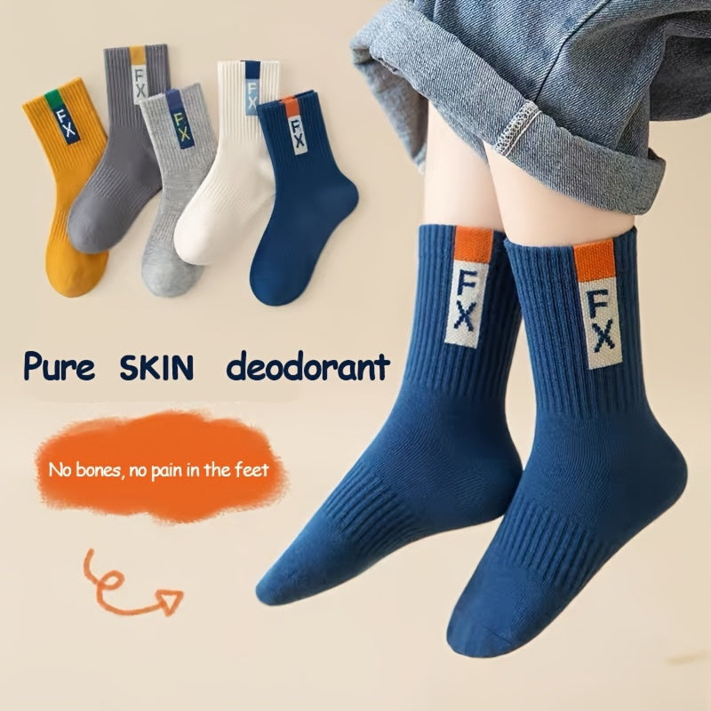 Breathable Mid-Calf Socks for Men and Children 5 Pairs No Pilling
