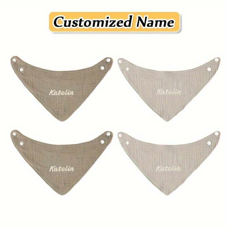 Set of 4 Kids Gauze Triangle Saliva Towels Adjustable Bib Soft Breathable Highly Absorbent