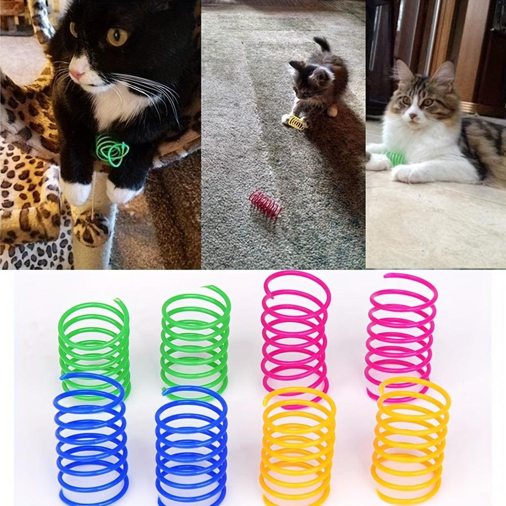 100-Pack Cat Spring Toys Plastic Coil Springs for Interactive Play Teeth Cleaning Exercise