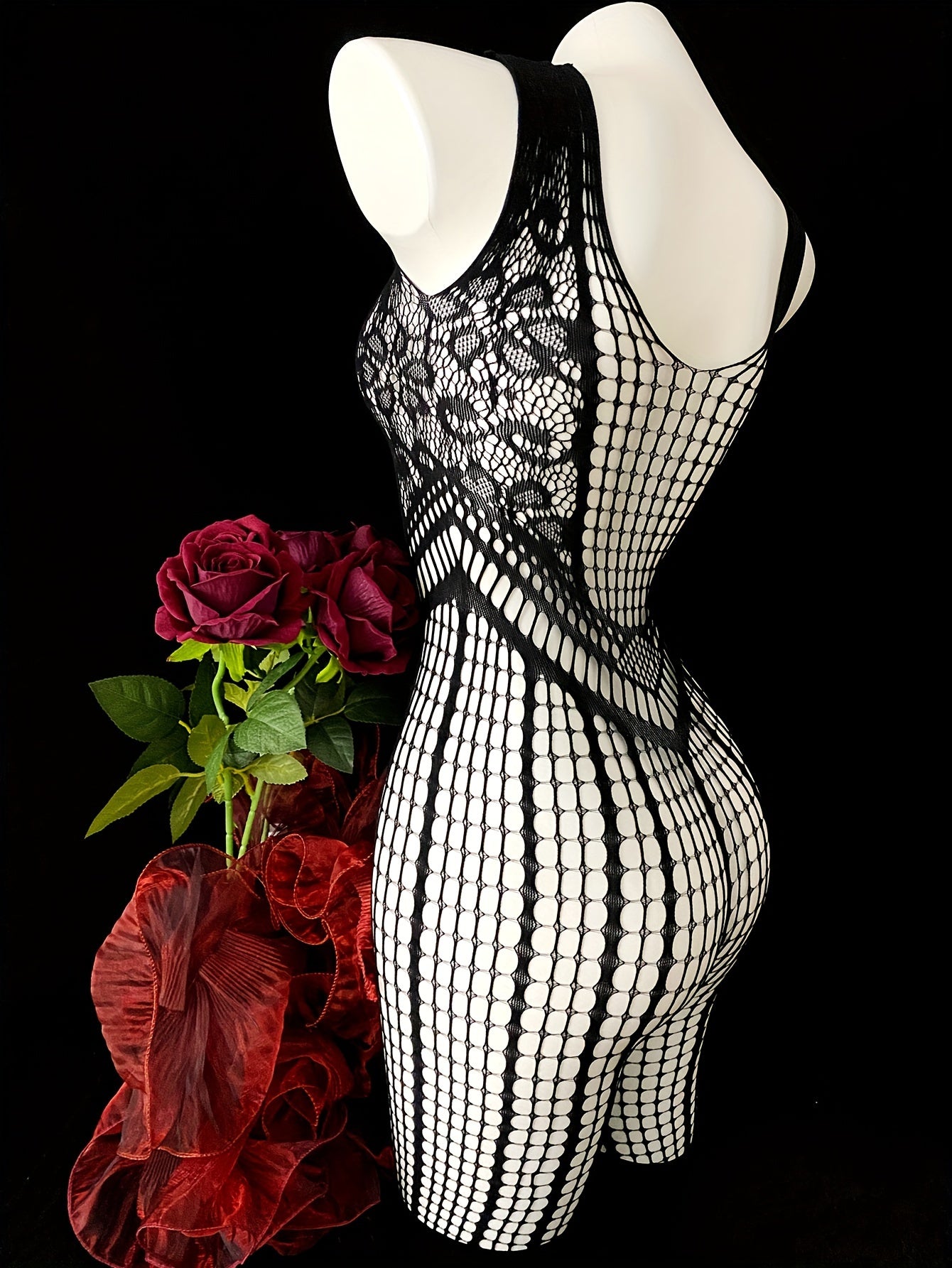 Женский боди из прозрачной кружевной сетки для полных женщин с высокой эластичностью, нижнее белье