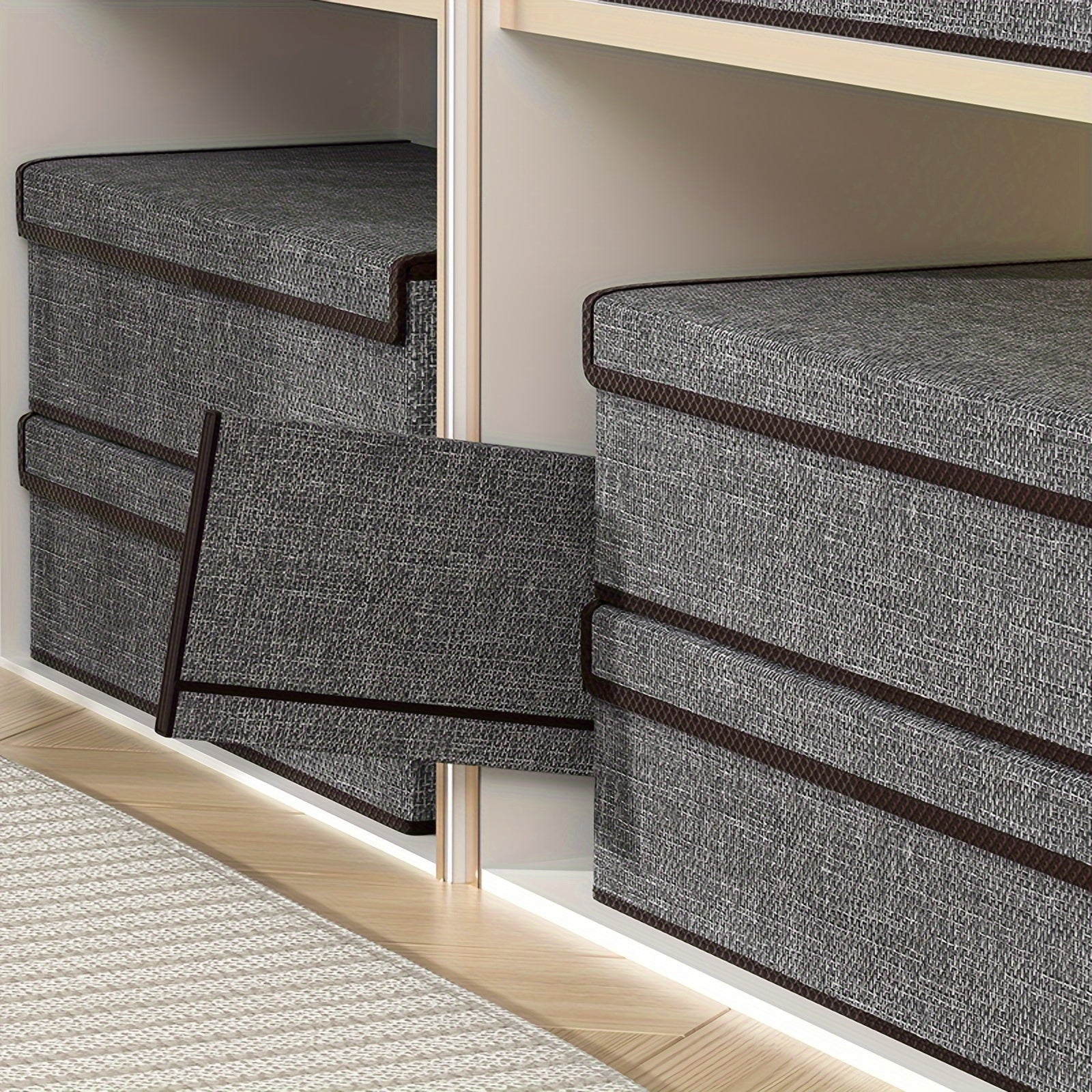 Коробка для хранения белья, складная, органайзер для одежды, бежевый, светло-серый