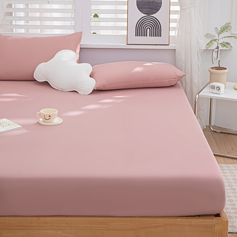 Sábana ajustable para cama individual de color sólido, capa única, invierno, disponibles en múltiples tamaños