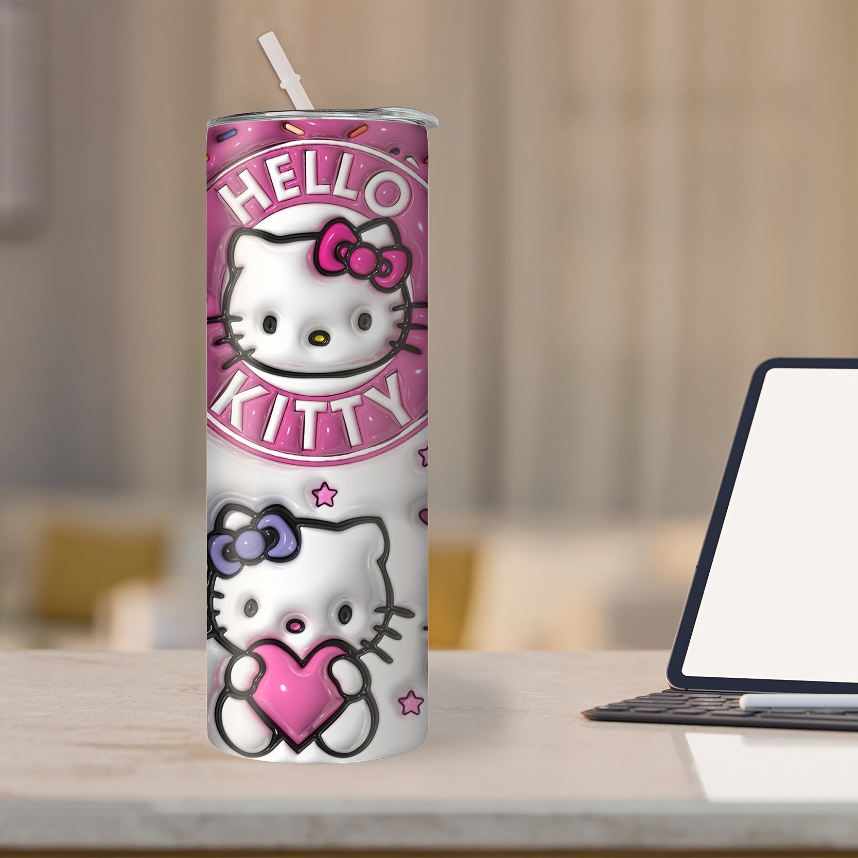 Bolalar uchun Hello Kitty dizayni bilan 20oz zanglamaydigan po'latdan yasalgan suv shisha