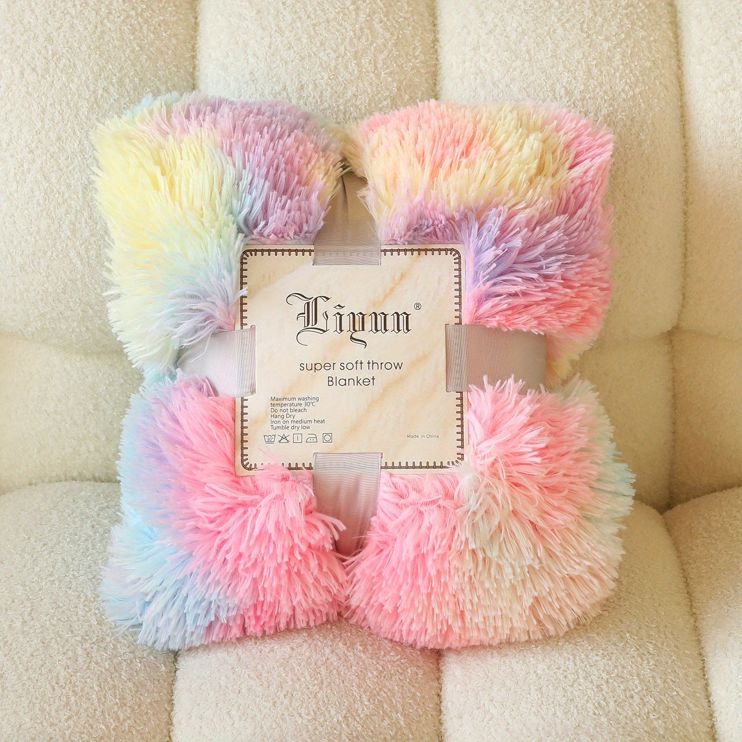 Rainbow Double Layer Plush Blanket for Home Decor and Cozy Bed or Sofa Use