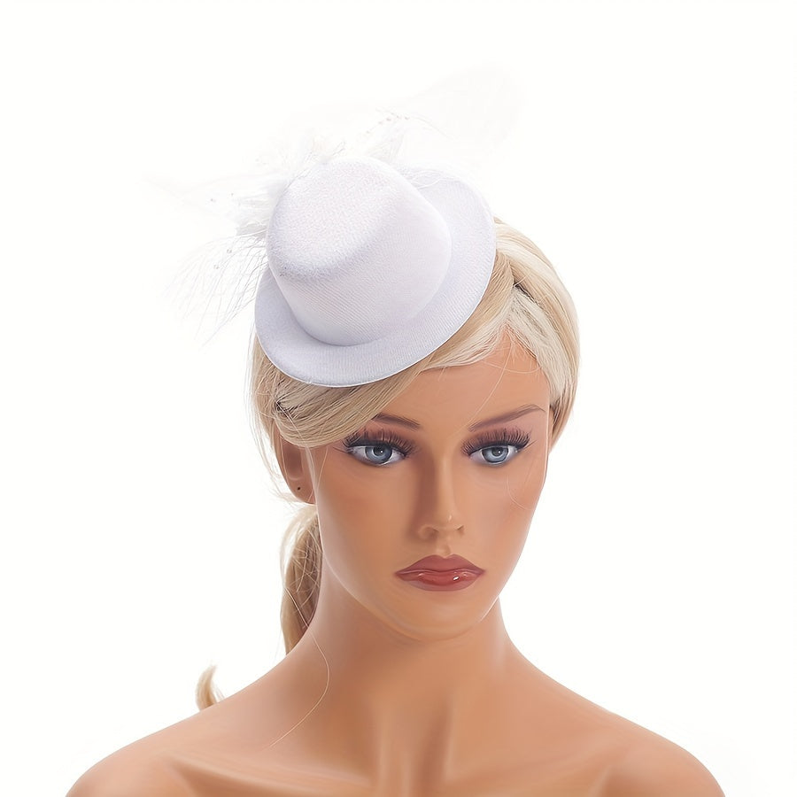 To'ylar, poygalar, Xellouin va partiyalar uchun tarmoqli tül va beret uslubidagi feather fascinator shlyapa, bosh band yoki klip bilan mavjud