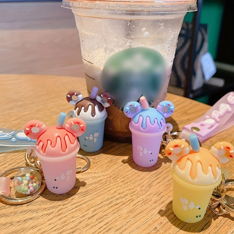 Cute Candy Color Ice Cream Cup Keychain Car Pendant Bag Charm Purse Accessory