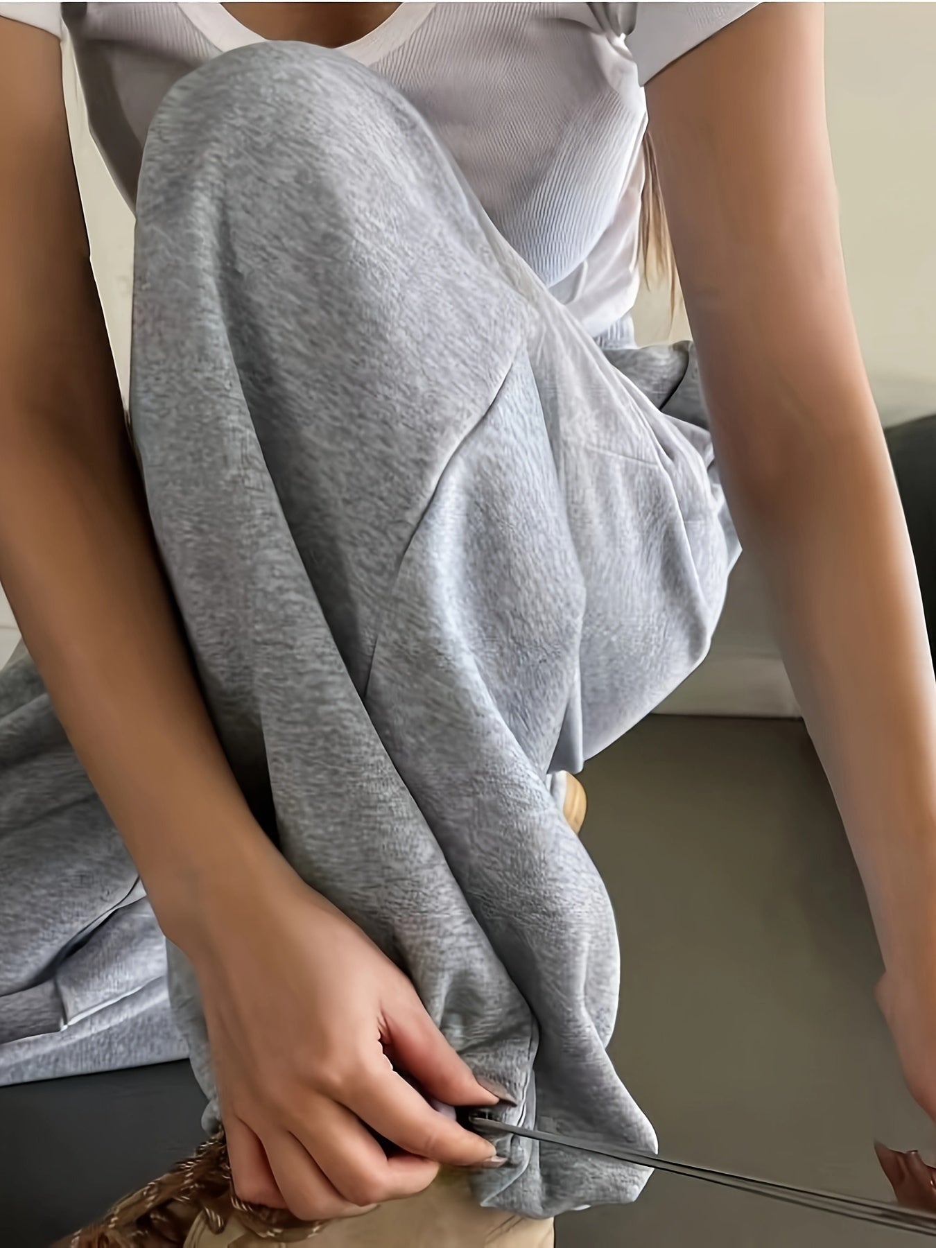 Women's Wide Leg Pants with Pockets and Tie, Solid Color, Fall Winter