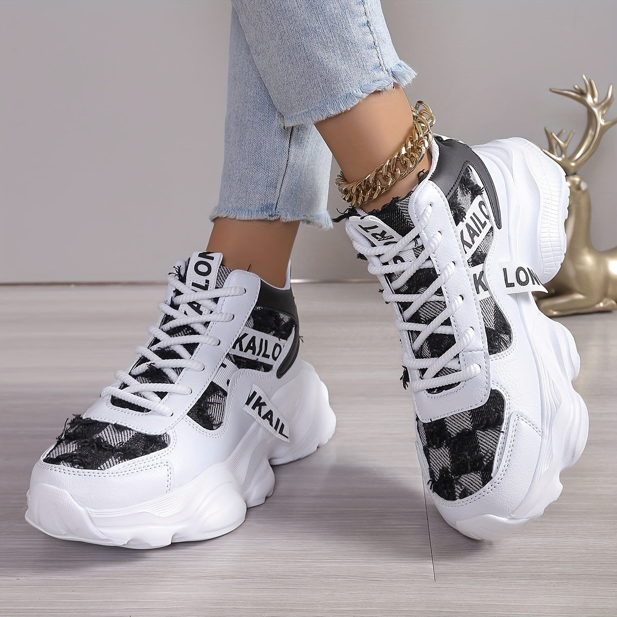 Women's High-Top Sneakers Breathable Fabric EVA Sole All-Season Lightweight