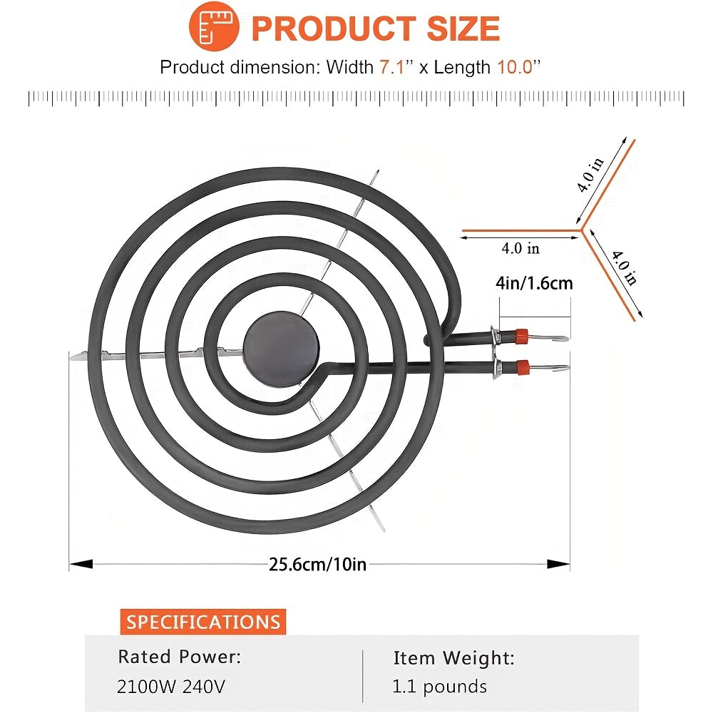 8-Inch Metal Stove Burner Replacement for Electric Ranges with Red Knob Control