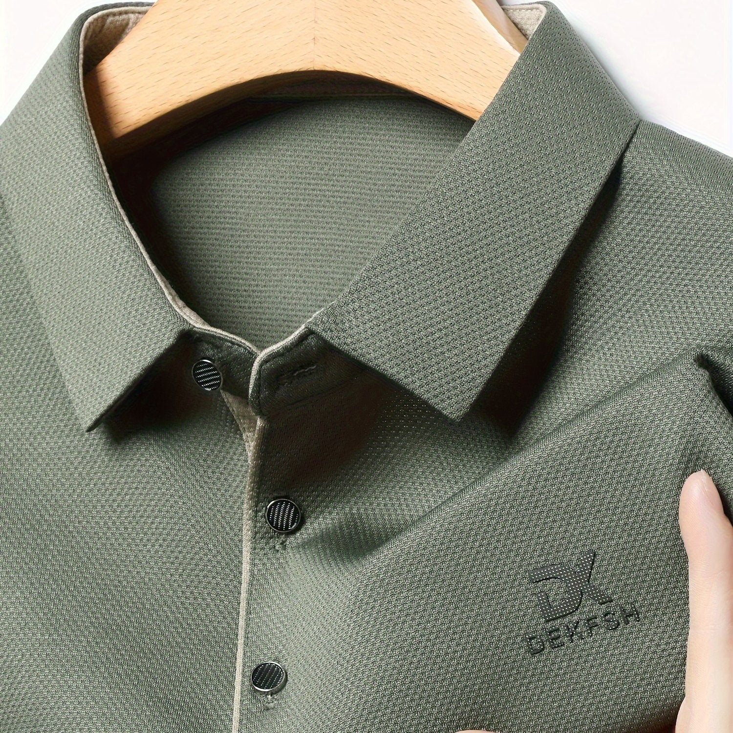 Men's Breathable Polyester Shirt with Letter Print for Golf and Outdoor Activities