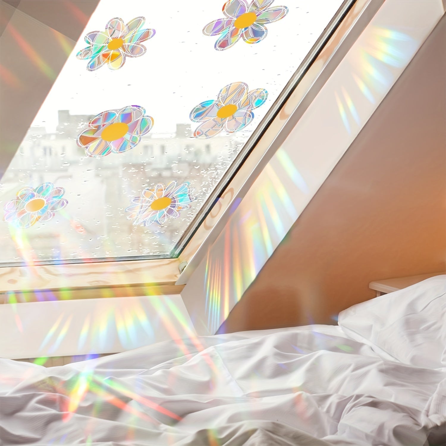 Rainbow Prism Window Decor Set of 10 Suncatcher Clings Reusable Vinyl Stickers