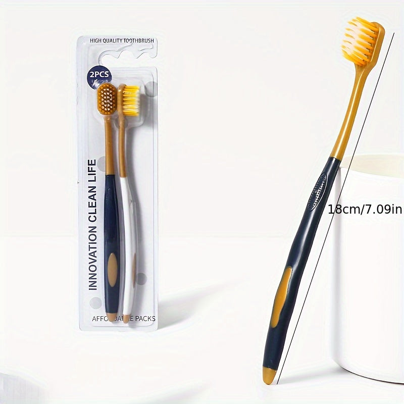 6 dona kattalar uchun yumshoq sochli tish cho'tkasi, keng bosh va ergonomik tutqich bilan