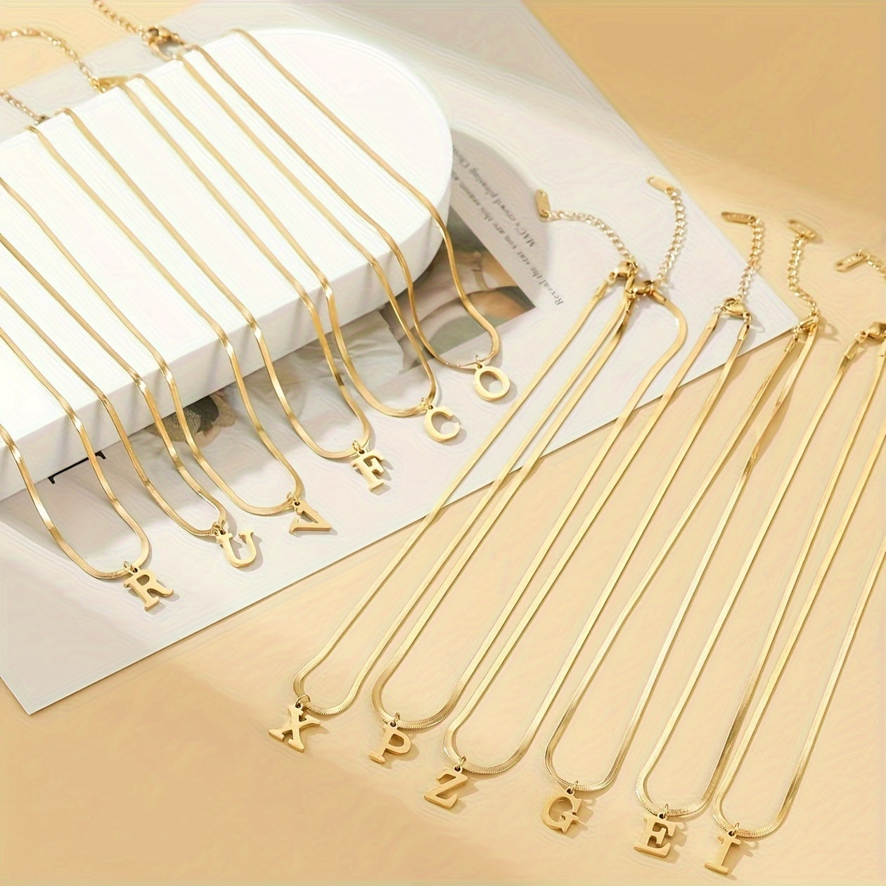 Women’s 18K Gold Plated Stainless Steel Alphabet Letter Pendant Necklace for Daily Wear