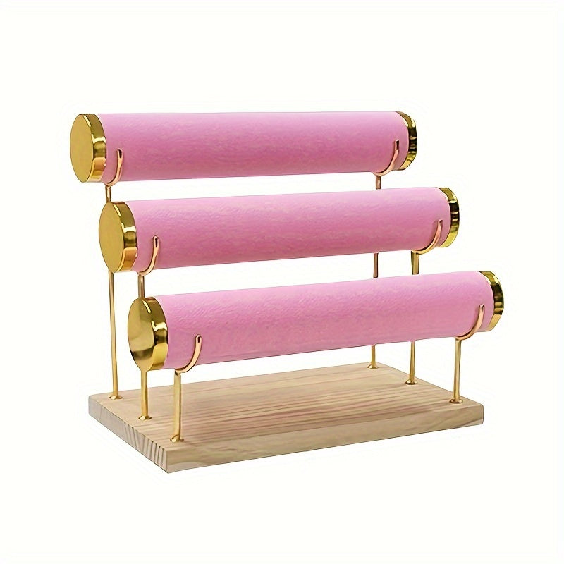 Bracelet Organizer with Removable Tiered Holder and Velvet Display Rack